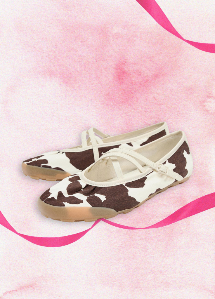 Zara cow-print ballet flat